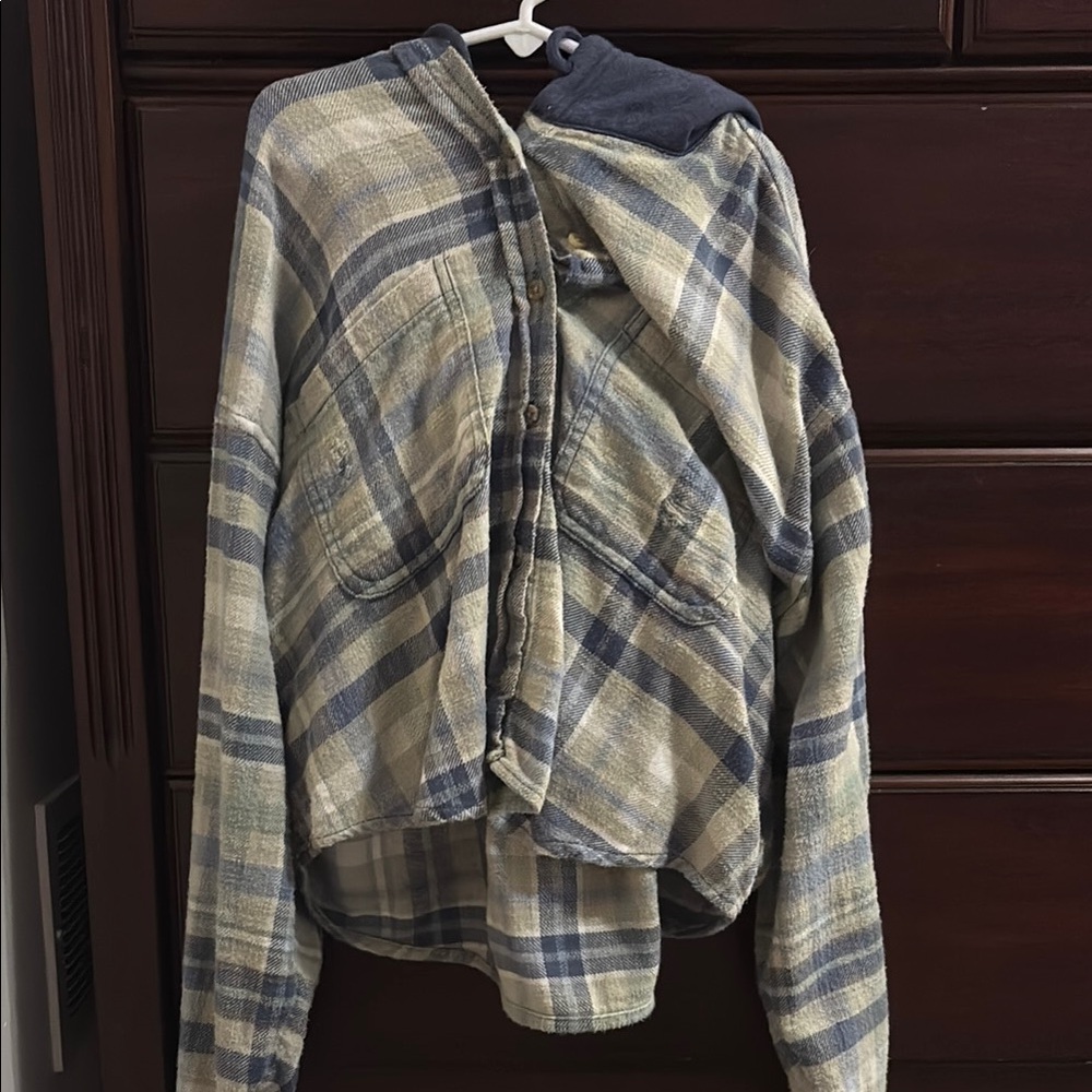 Blue Plaid Hooded Shirt